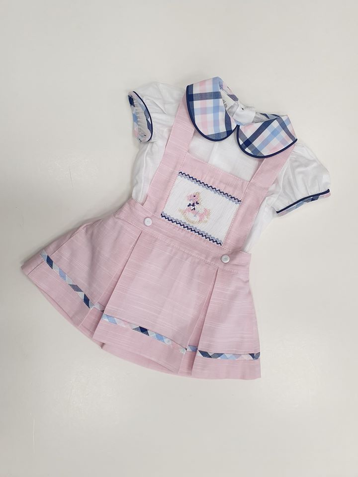 girls pink pinafore dress