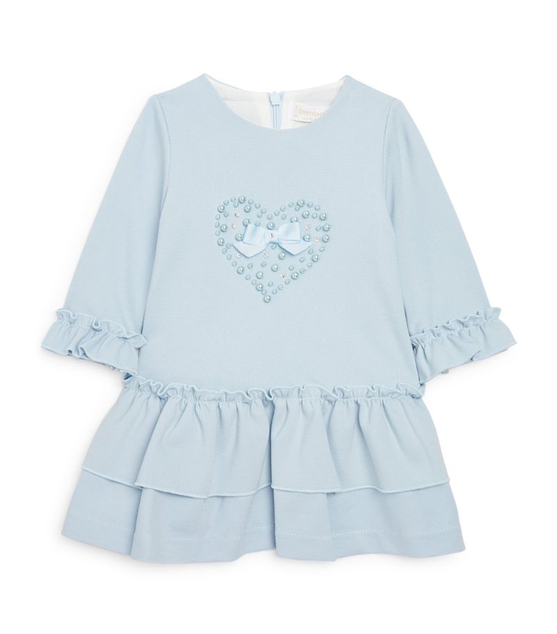 Bimbalo Girls Blue Embroidered Heart dress | Little Boppers