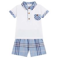 0039000 deolinda boys belize top check shorts set white blue