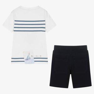 lapin house boys white navy blue cotton shorts set 491964 0fd6e1197a0f23d43305e585fae3fffdee48197d