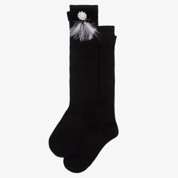 piccola speranza girls black cotton pearl bow socks 531712 603c38214061911867cfffc290620cb1c7c59fd1