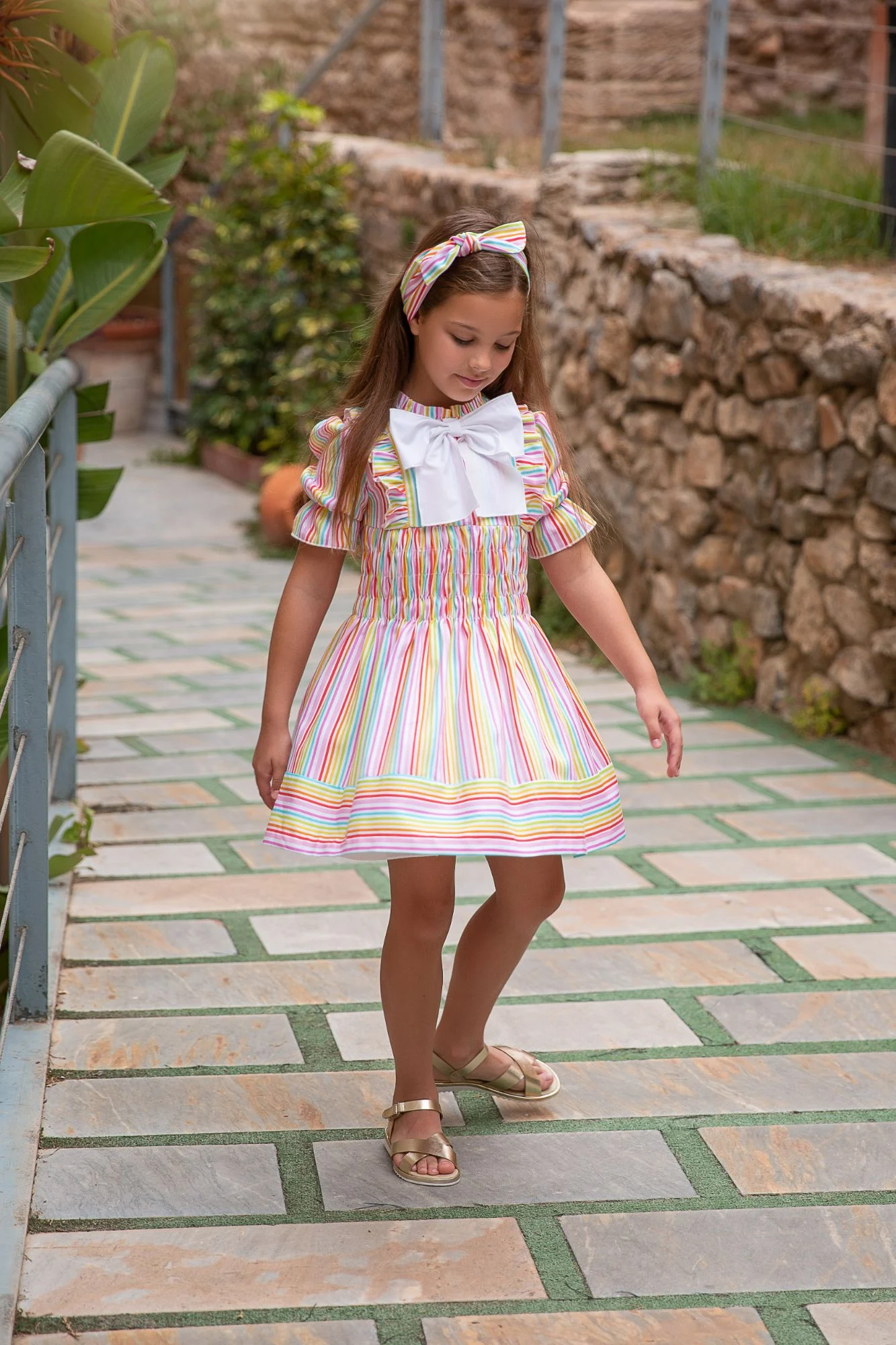 Sister Jane SWEETHEARTS STRIPE DRESS - Vestito lungo - pink/rosa