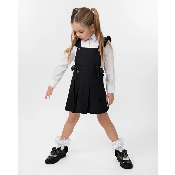 Black pleated pinafore dress best sale