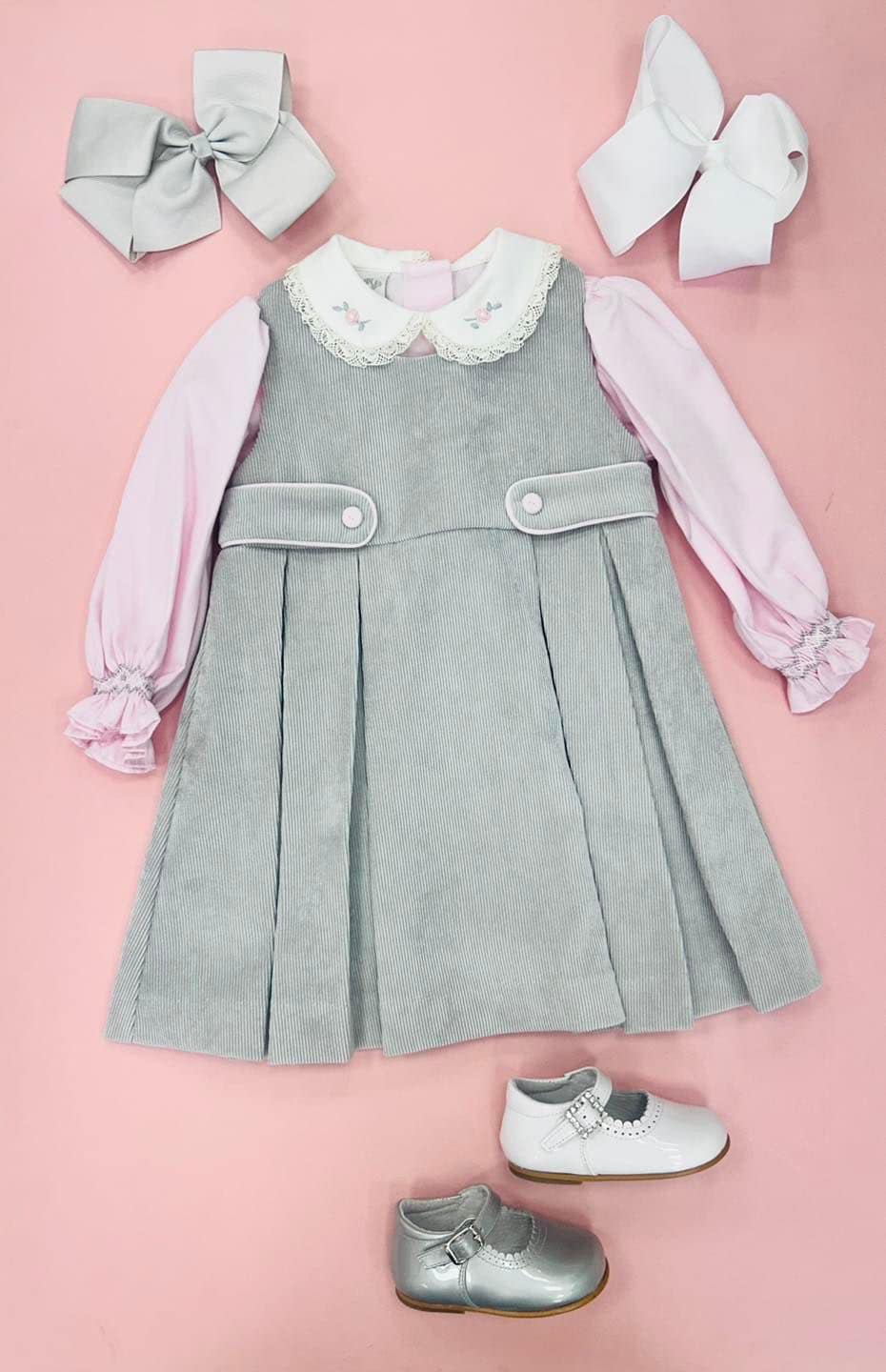 Pretty Originals Girls Pink Grey Dress