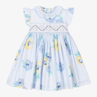 pretty originals girls blue cotton floral smocked dress 594862 c16b74b8dee1e05dc1038068d41affe0