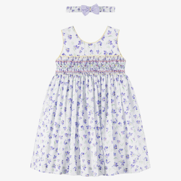 pretty originals girls white cotton floral smocked dress set 594904 f9a82e694e6d84568ed8b10209153ec0