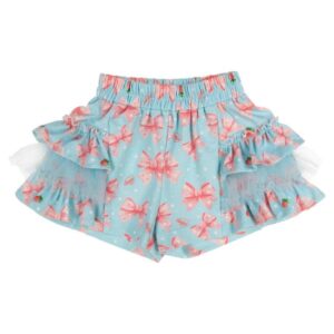 0059821 daga girls magic bow applique top ruffle skorts set x 2 white aqua blue 650