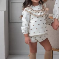 Dainty Delilah AW25 Rochy Baby Girls Cream Camel Spot Jam Pant Set