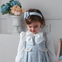 rochy aw25 pre order girls chanel blue tweed dress 2185936