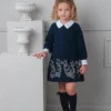 rochy aw25 pre order girls vintage chains navy dress with peter pan collar 8148816