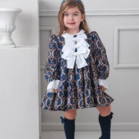 rochy aw25 pre order girls vintage navy chains dress 3239849