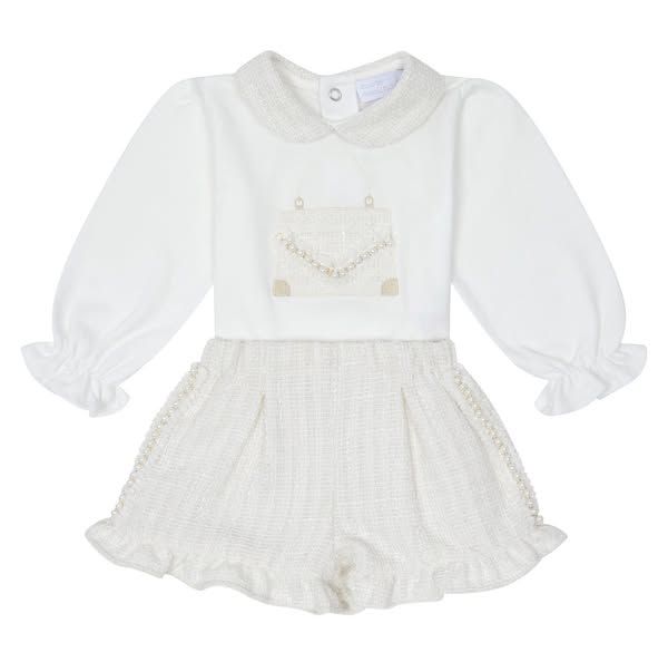 Peach Floral Embroidered Shoe Top & Shorts Set – Deolinda Chic SS26 In Stock Now main image 0