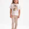 printed leggings and t shirt set for girls beige XL 1